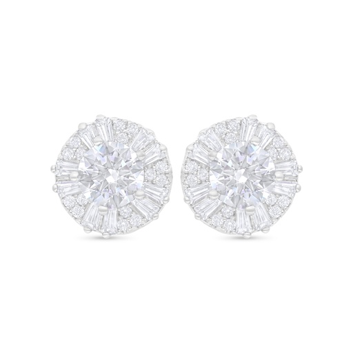[EAR01WCZ00000C804] Sterling Silver 925 Earring Rhodium Plated Embedded With White Zircon