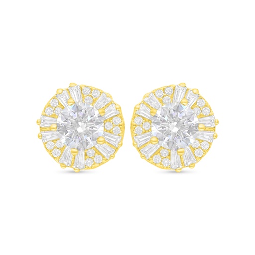 [EAR02WCZ00000C804] Sterling Silver 925 Earring Golden Plated Embedded With White Zircon