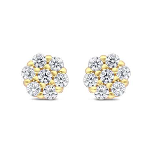 [EAR02WCZ00000C814] Sterling Silver 925 Earring Golden Plated Embedded With White Zircon