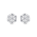 Sterling Silver 925 Earring Rhodium Plated Embedded With White Zircon