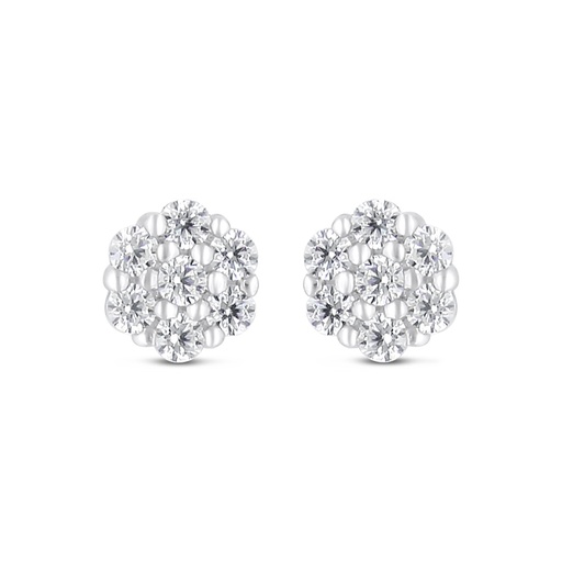 [EAR01WCZ00000C821] Sterling Silver 925 Earring Rhodium Plated Embedded With White Zircon