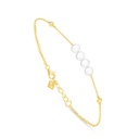 Sterling Silver 925 Bracelet Golden Plated Embedded With Natural White Pearl And White Zircon 