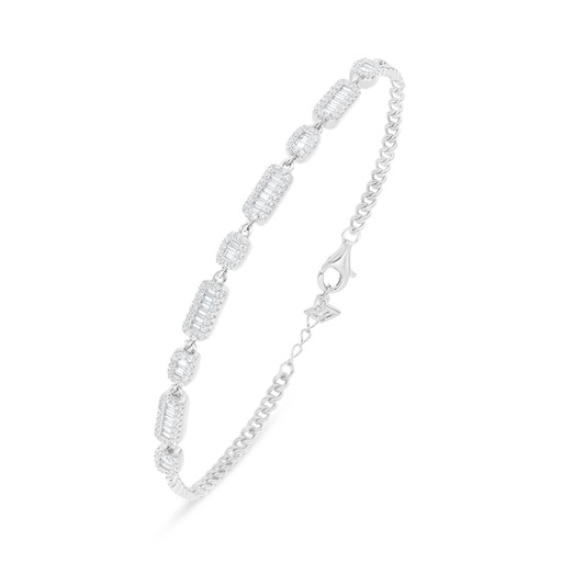 [BRC01WCZ00000B360] Sterling Silver 925 Bracelet Rhodium Plated Embedded With White Zircon