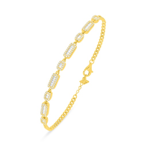 [BRC02WCZ00000B360] Sterling Silver 925 Bracelet Golden Plated Embedded With White Zircon