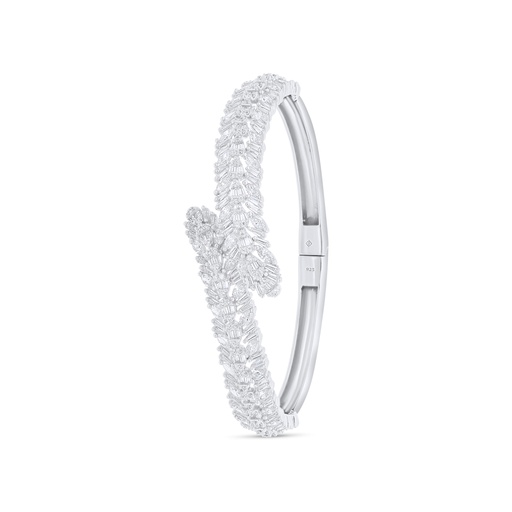 [BNG01WCZ00000A122] Sterling Silver 925 Bangle Rhodium Plated Embedded With White Zircon