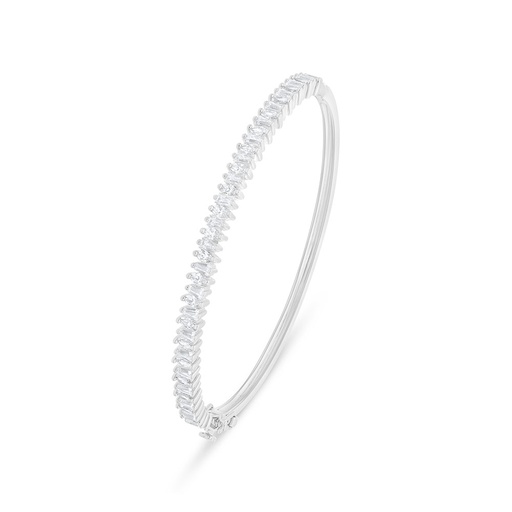 [BNG01WCZ00000A113] Sterling Silver 925 Bangle Rhodium Plated Embedded With White Zircon