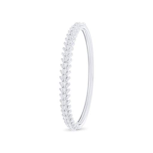 [BNG01WCZ00000A118] Sterling Silver 925 Bangle Rhodium Plated Embedded With White Zircon