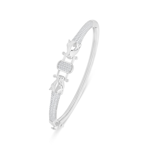 [BNG01WCZ00000A111] Sterling Silver 925 Bangle Rhodium Plated Embedded With White Zircon