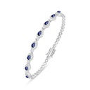 Sterling Silver 925 Bracelet Rhodium Plated Embedded With Sapphire Corundum And White Zircon