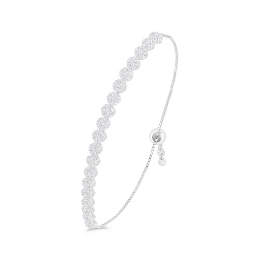 [BRC01WCZ00000B211] Sterling Silver 925 Bracelet Rhodium Plated Embedded With White Zircon