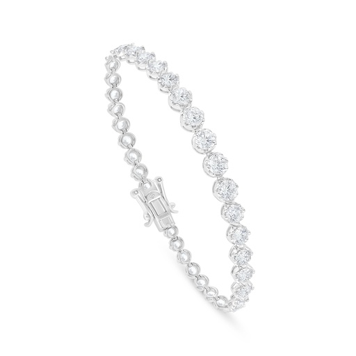 [BRC01WCZ00000B230] Sterling Silver 925 Bracelet Rhodium Plated Embedded With White Zircon