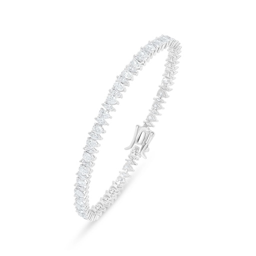 [BRC01WCZ00000B246] Sterling Silver 925 Bracelet Rhodium Plated Embedded With White Zircon