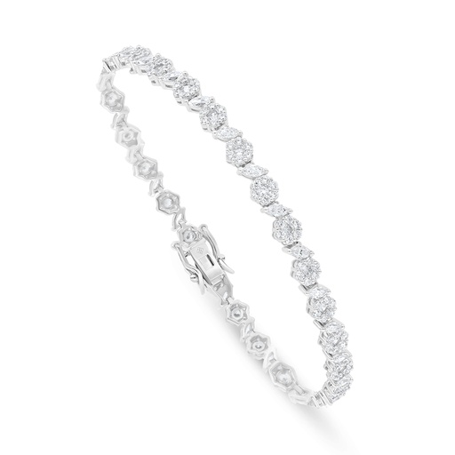 [BRC01WCZ00000B338] Sterling Silver 925 Bracelet Rhodium Plated Embedded With White Zircon