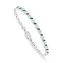 Sterling Silver 925 Bracelet Rhodium Plated Embedded With Emerald Zircon And White Zircon