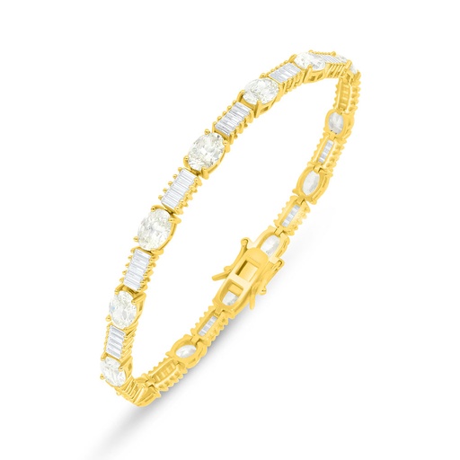 [BRC02CIT00WCZB256] Sterling Silver 925 Bracelet Golden Plated Embedded With Yellow Diamond And White Zircon