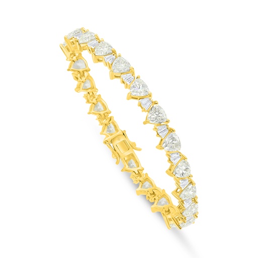 [BRC02CIT00WCZB257] Sterling Silver 925 Bracelet Golden Plated Embedded With Yellow Diamond And White Zircon