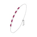 Sterling Silver 925 Bracelet Rhodium Plated Embedded With Ruby Corundum And White Zircon