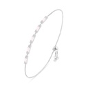 Sterling Silver 925 Bracelet Rhodium Plated Embedded With Pink Zircon And White Zircon