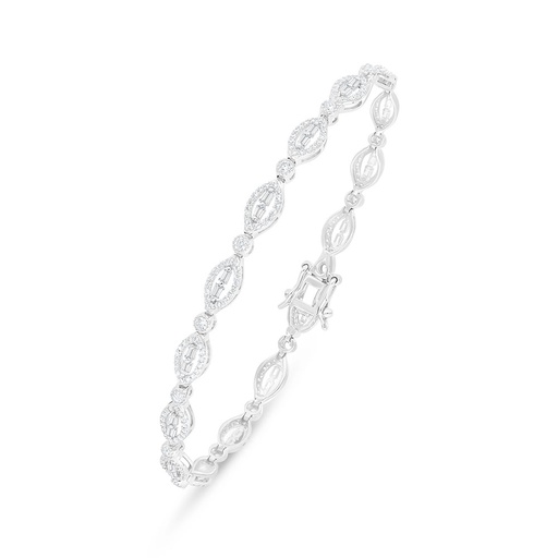 [BRC01WCZ00000B353] Sterling Silver 925 Bracelet Rhodium Plated Embedded With White Zircon