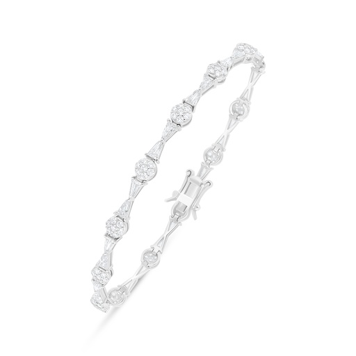 [BRC01WCZ00000B275] Sterling Silver 925 Bracelet Rhodium Plated Embedded With White Zircon