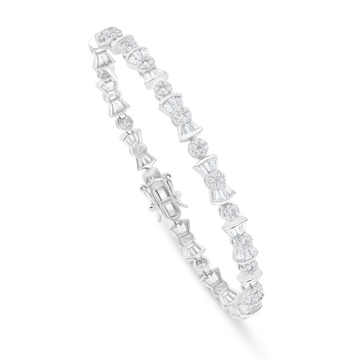 [BRC01WCZ00000B283] Sterling Silver 925 Bracelet Rhodium Plated Embedded With White Zircon