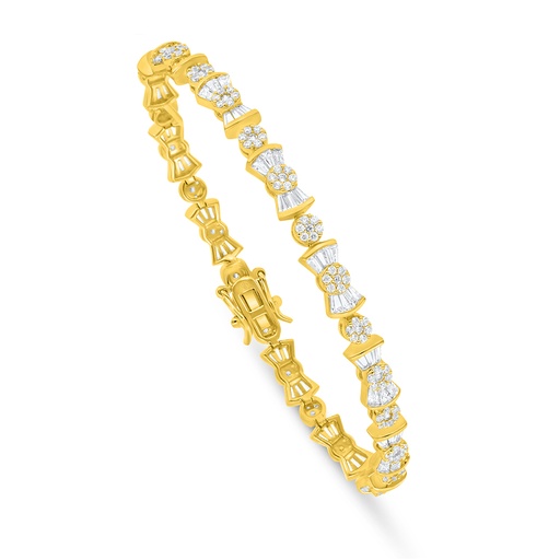 [BRC02WCZ00000B283] Sterling Silver 925 Bracelet Golden Plated Embedded With White Zircon