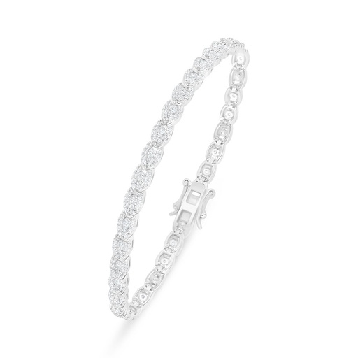 [BRC01WCZ00000B330] Sterling Silver 925 Bracelet Rhodium Plated Embedded With White Zircon