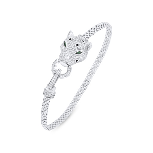 [BRC01WCZ00000B367] Sterling Silver 925 Bracelet Rhodium Plated Embedded With White Zircon