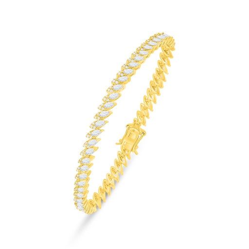 [BRC02WCZ00000B343] Sterling Silver 925 Bracelet Golden Plated Embedded With White Zircon