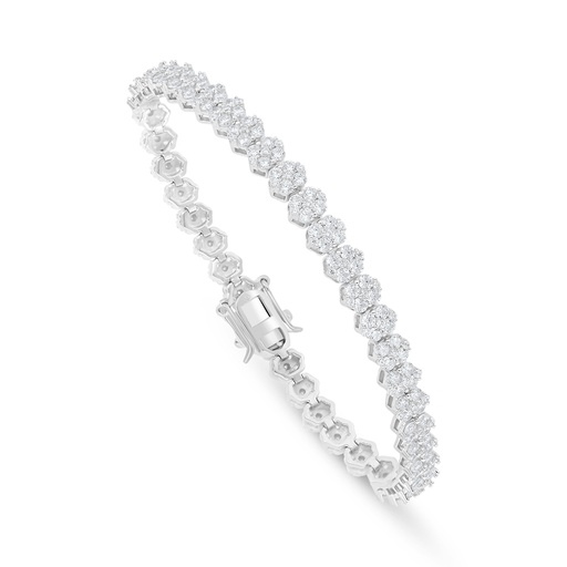 [BRC01WCZ00000B337] Sterling Silver 925 Bracelet Rhodium Plated Embedded With White Zircon