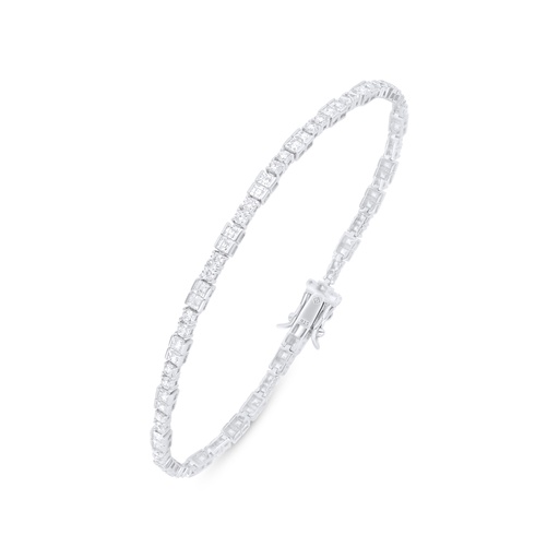 [BRC01WCZ00000B258] Sterling Silver 925 Bracelet Rhodium Plated Embedded With White Zircon