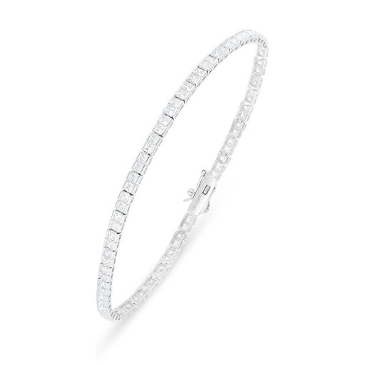 [BRC01WCZ00000B233] Sterling Silver 925 Bracelet Rhodium Plated Embedded With White Zircon