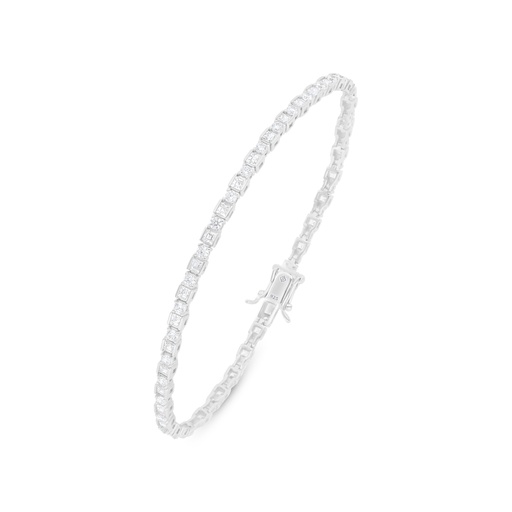 [BRC01WCZ00000B259] Sterling Silver 925 Bracelet Rhodium Plated Embedded With White Zircon