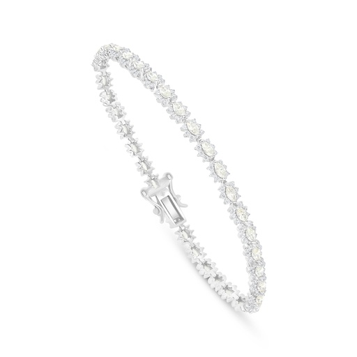 [BRC01WCZ00000B331] Sterling Silver 925 Bracelet Rhodium Plated Embedded With White Zircon