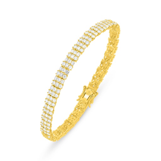 [BRC02WCZ00000B288] Sterling Silver 925 Bracelet Golden Plated Embedded With White Zircon