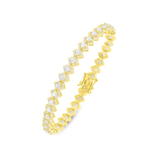 [BRC02CIT00WCZB242] Sterling Silver 925 Bracelet Golden Plated Embedded With Yellow Diamond And White Zircon