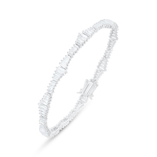 [BRC01WCZ00000B271] Sterling Silver 925 Bracelet Rhodium Plated Embedded With White Zircon