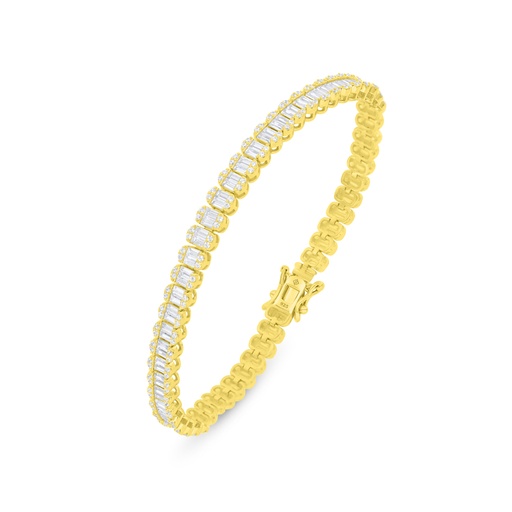 [BRC02WCZ00000B260] Sterling Silver 925 Bracelet Golden Plated Embedded With White Zircon