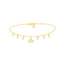 Sterling Silver 925 Bracelet Golden Plated Embedded With Natural White Pearl And White Shell And White Zircon