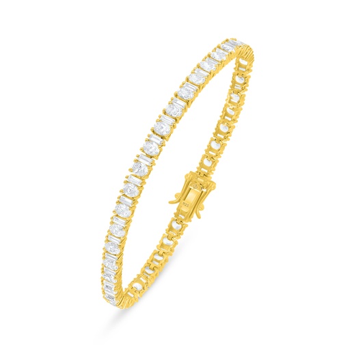 [BRC02WCZ00000B243] Sterling Silver 925 Bracelet Golden Plated Embedded With White Zircon