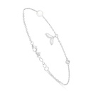 Sterling Silver 925 Bracelet Rhodium Plated Embedded With Natural White Pearl And White Shell And White Zircon 