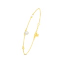 Sterling Silver 925 Bracelet Golden Plated Embedded With Natural White Pearl And White Zircon 