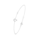 Sterling Silver 925 Bracelet Rhodium Plated Embedded With Natural White Pearl And White Zircon