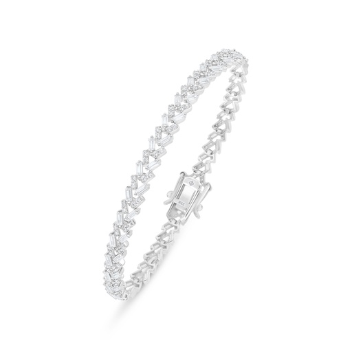 [BRC01WCZ00000B270] Sterling Silver 925 Bracelet Rhodium Plated Embedded With White Zircon