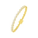 Sterling Silver 925 Bracelet Golden Plated Embedded With White Zircon