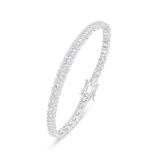 [BRC01WCZ00000B335] Sterling Silver 925 Bracelet Rhodium Plated Embedded With White Zircon