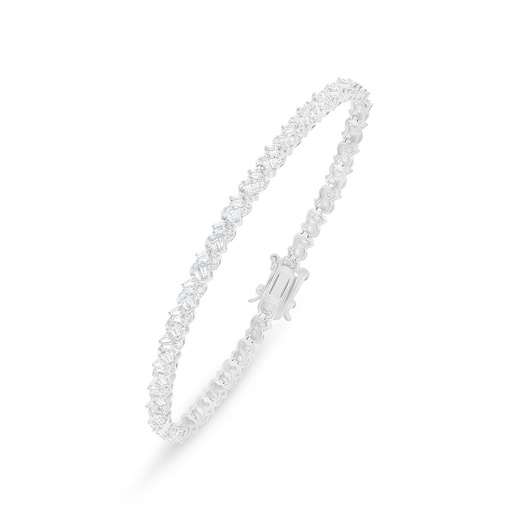 [BRC01WCZ00000B294] Sterling Silver 925 Bracelet Rhodium Plated Embedded With White Zircon