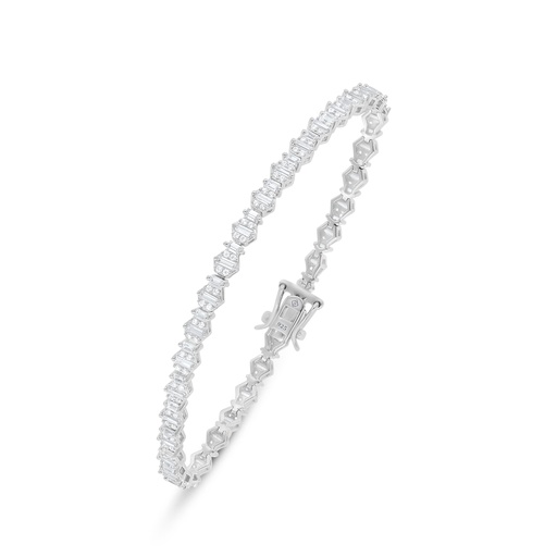 [BRC01WCZ00000B306] Sterling Silver 925 Bracelet Rhodium Plated Embedded With White Zircon