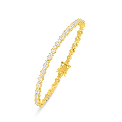 [BRC02WCZ00000B306] Sterling Silver 925 Bracelet Golden Plated Embedded With White Zircon