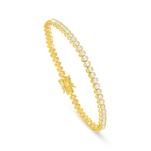 [BRC02WCZ00000B296] Sterling Silver 925 Bracelet Golden Plated Embedded With White Zircon